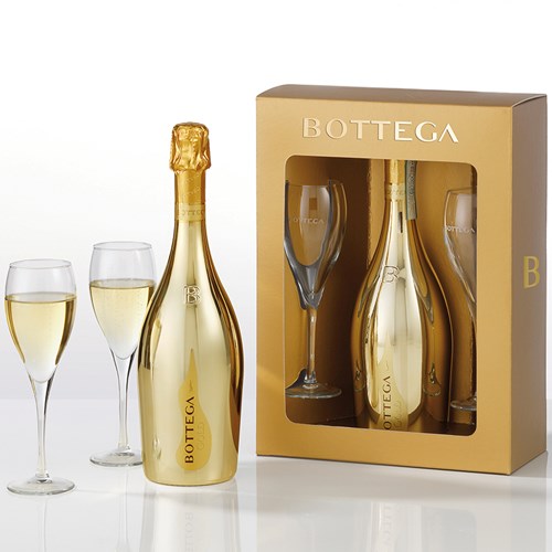 Bottega Gold Prosecco Rarity Gift Set with 2 Flutes 75cl - Perfect Gift
